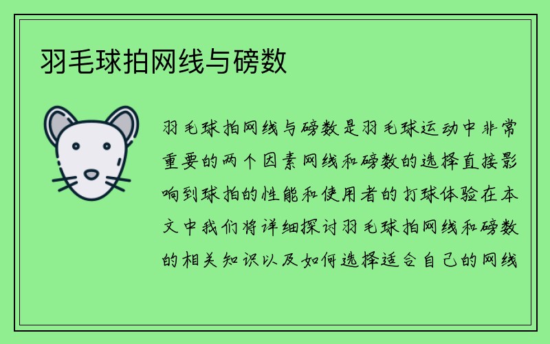 羽毛球拍网线与磅数